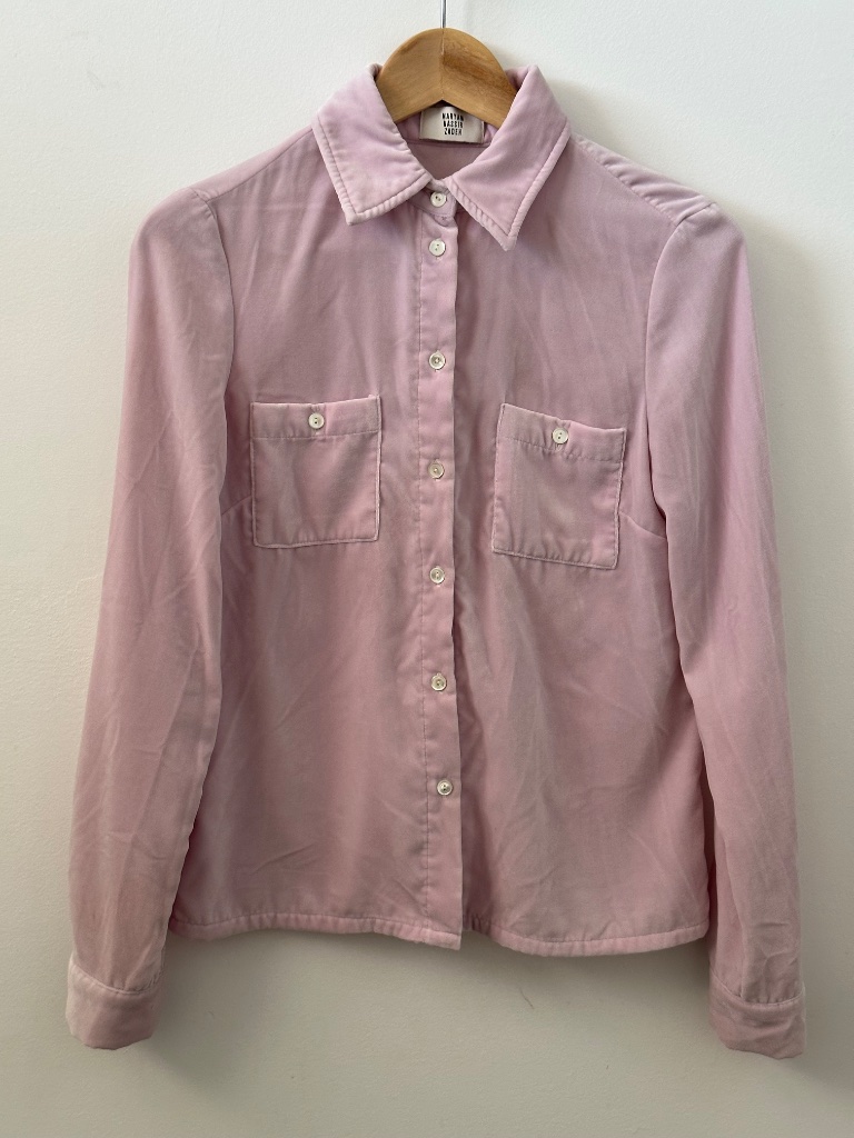 Maryam Nassir Zadeh Supr Soft Vintage Deadstock Dusty Pink Velvet Button Down 4